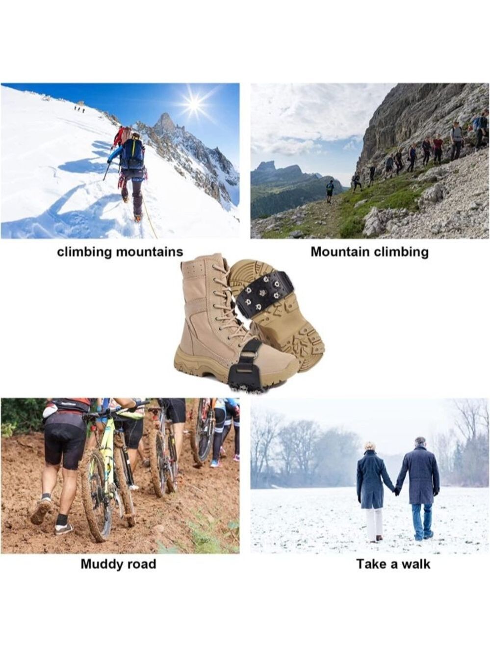 2 pairs Crampon Traction Ice Cleats Boots Anti Slip Shoe‎ Grips 7 Point Men Snow - Picture 6 of 8